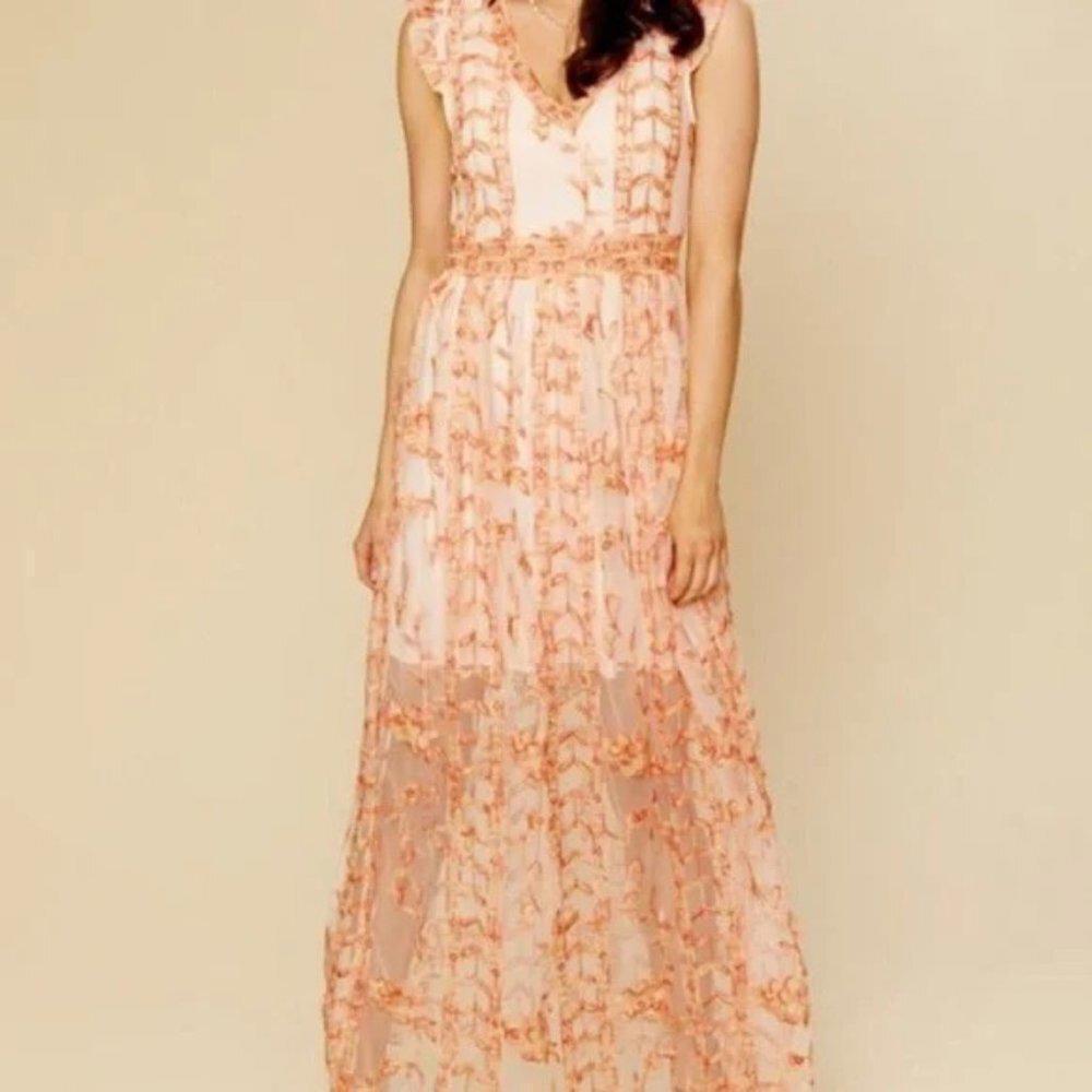 Altar'd State Peach Floral Maxi Dress